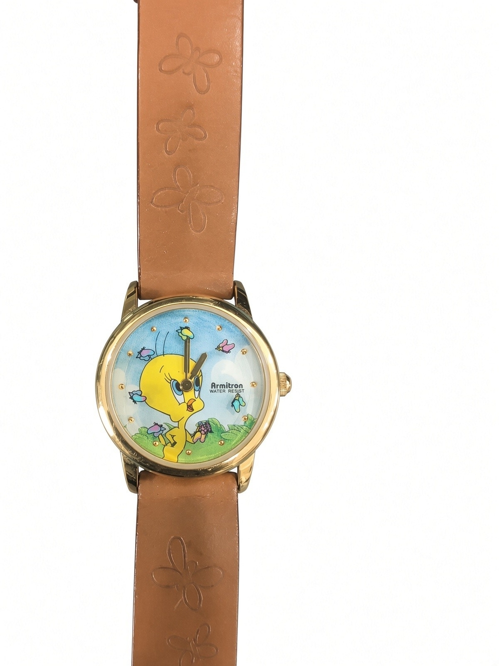 Armitron Tweety Bird Brown Leather Strap Watch - Yellow Dial